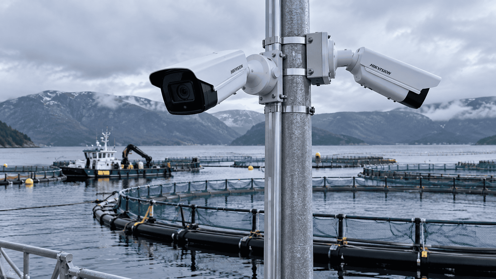 Kameraovervåking på lakseoppdrettsanlegg